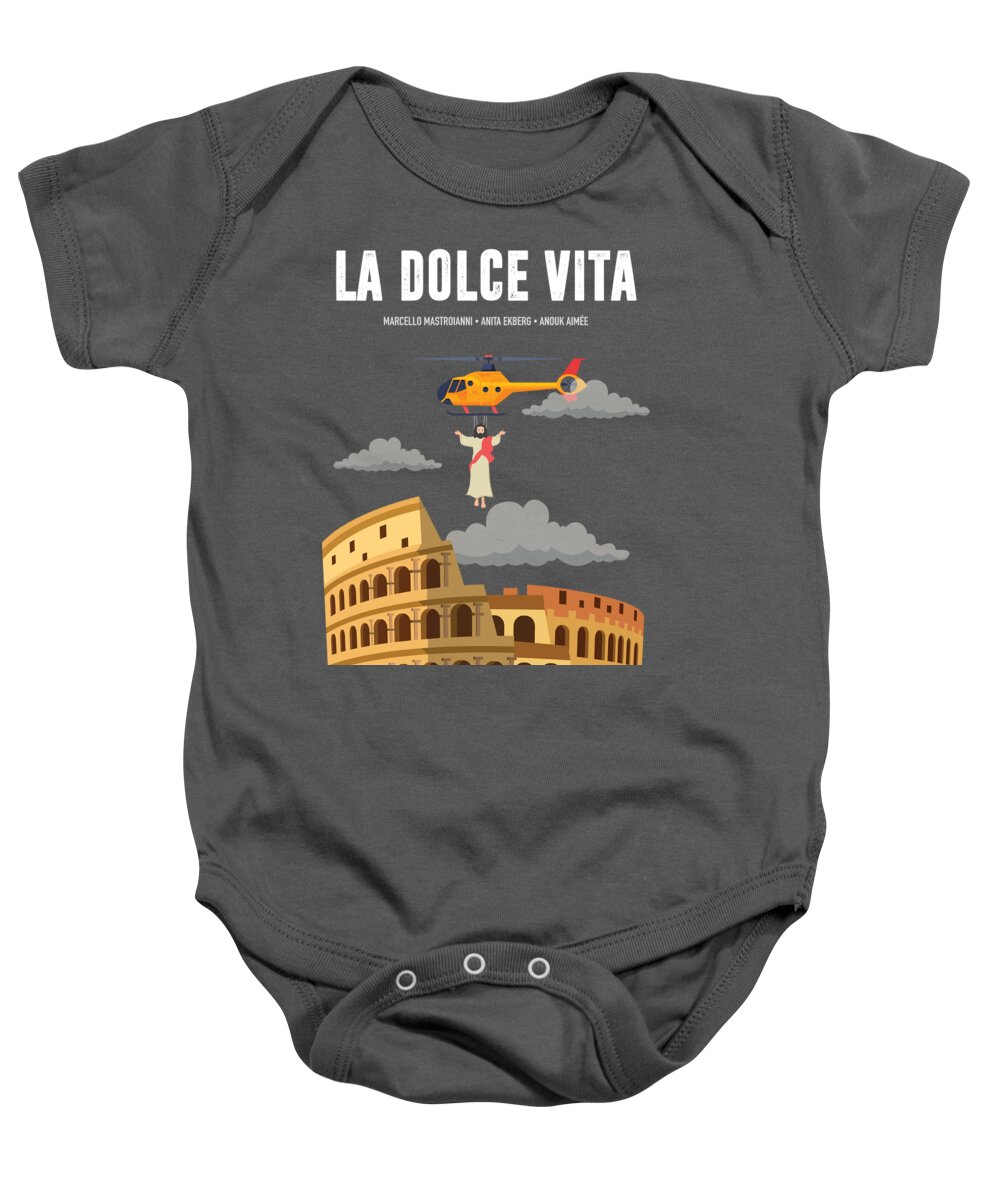 La Dolce Vita Baby Onesie featuring the digital art La Dolce Vita - Alternative Movie Poster by Movie Poster Boy