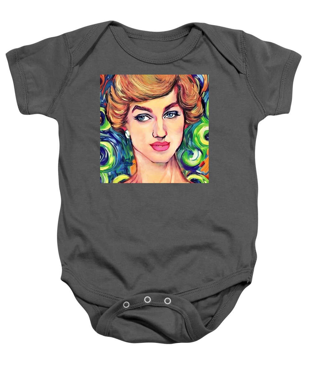 Diana Art Baby Onesie featuring the digital art Lady Diana #1 by Stacey Mayer