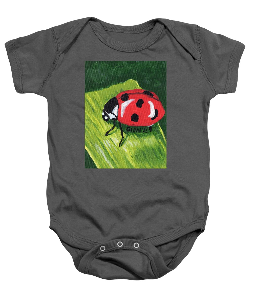 Ladybug Baby Onesie featuring the painting Ladybug by Katrina Gunn
