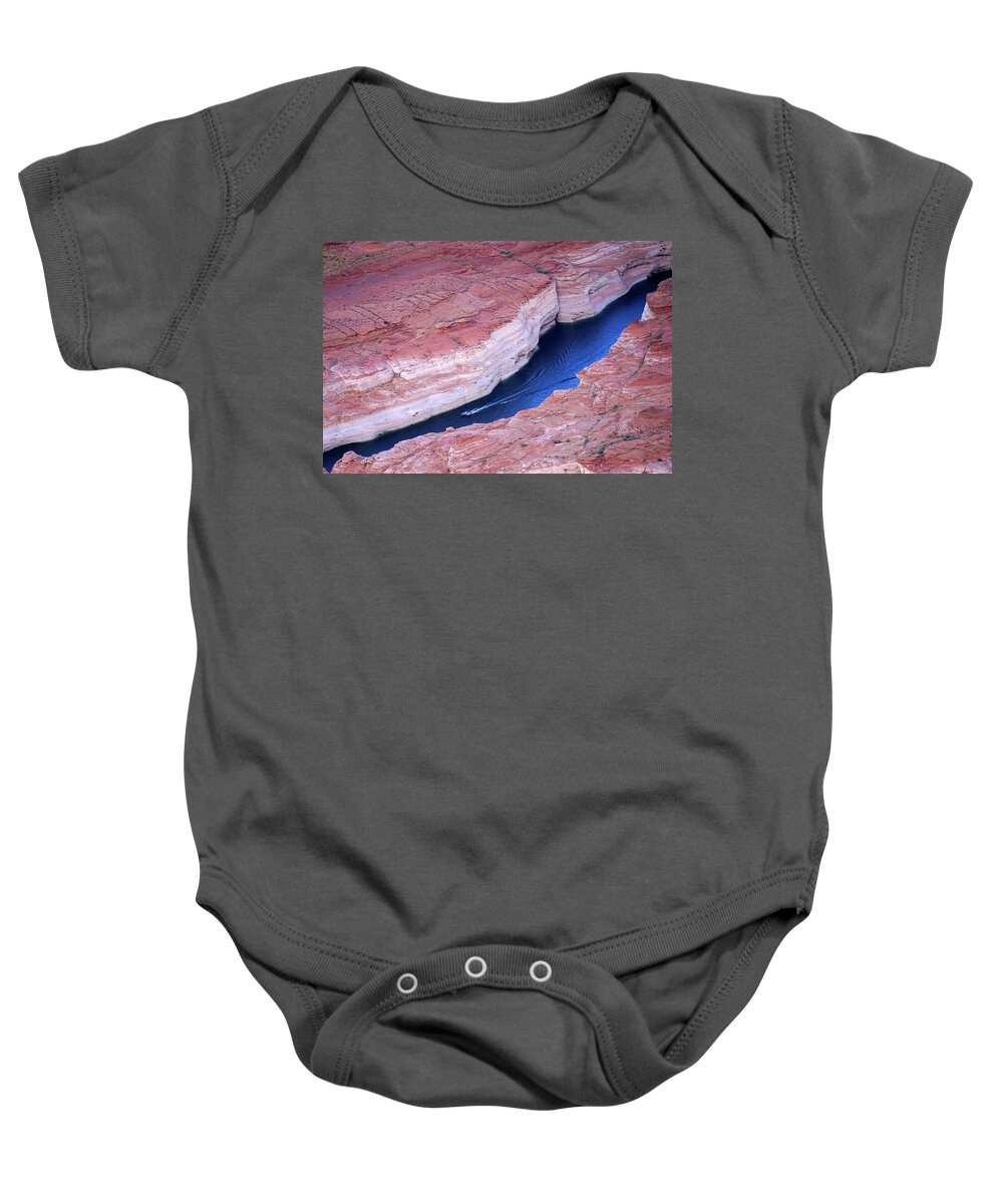 Slot Canyon Baby Onesie featuring the photograph Lake Powell from the Air by Rick Wilking