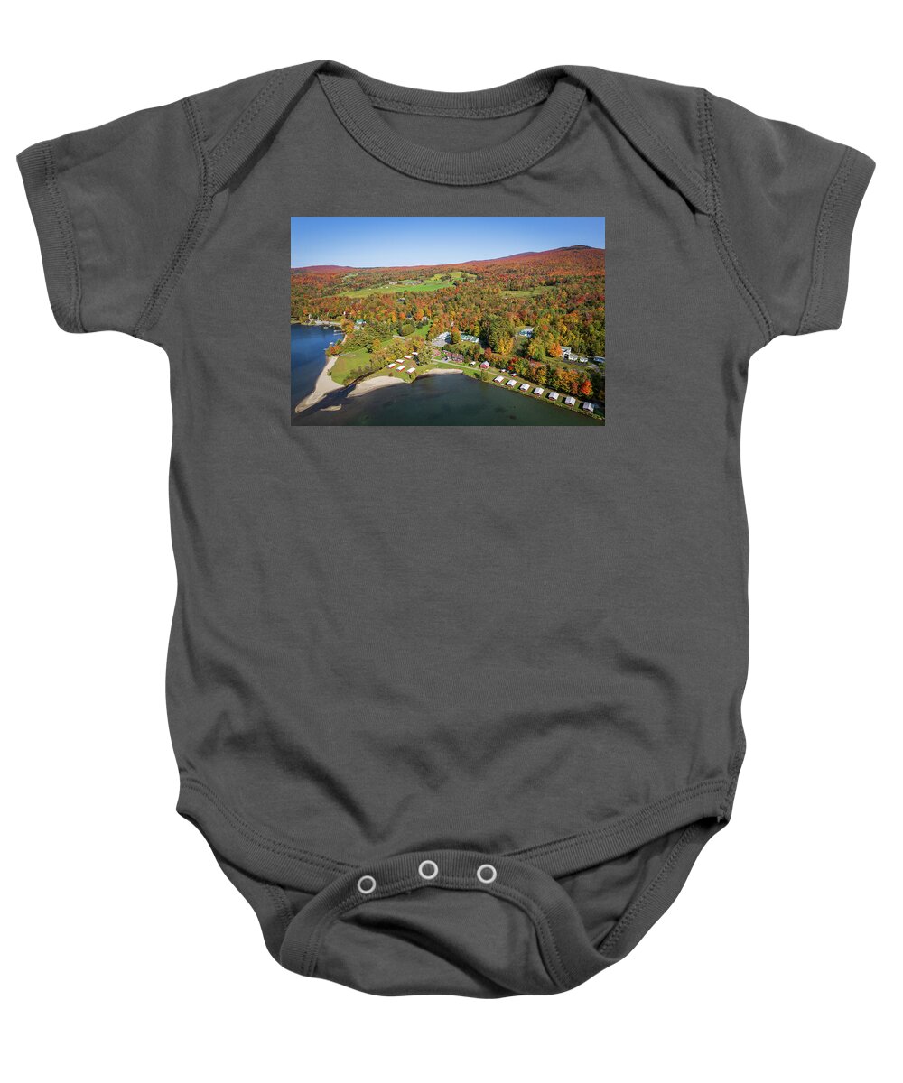 Lake Willoughby Baby Onesie featuring the photograph The Sandbar Lake Willoughby, Vermont 10/8/21 by John Rowe