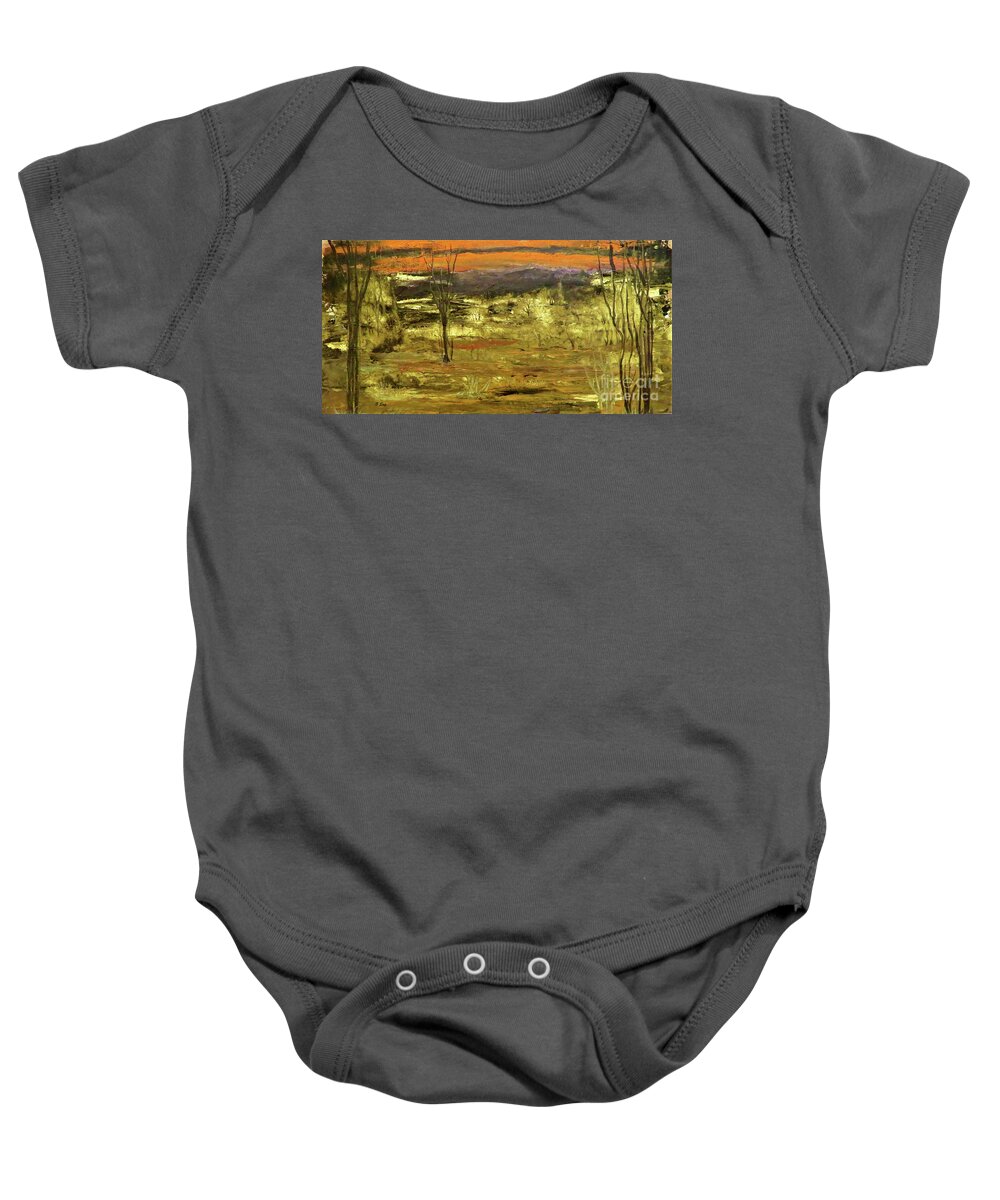 Abstract Baby Onesie featuring the painting Landscape All Aglow by Sharon Williams Eng