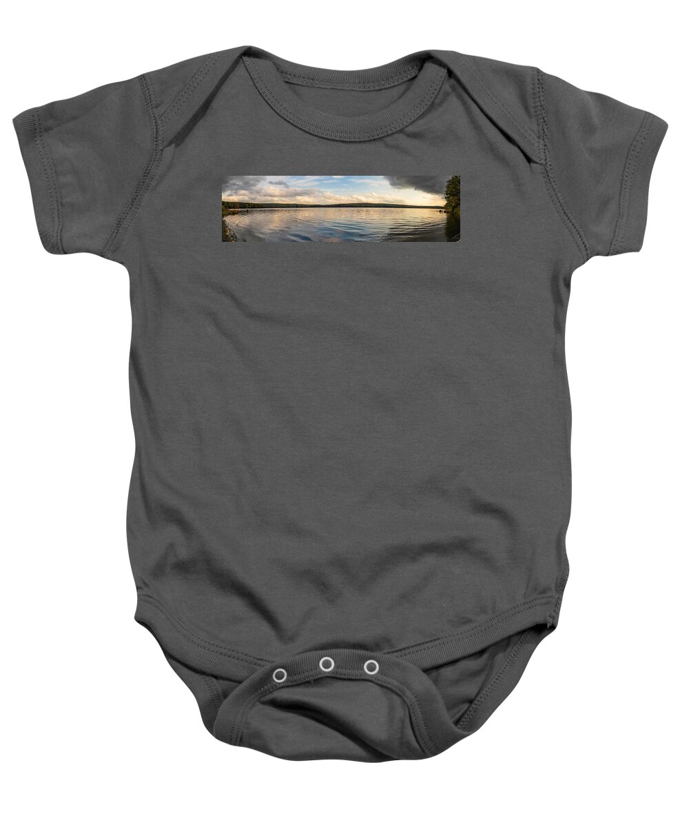 Panorama Baby Onesie featuring the photograph Landscape Photography - Shohola Lake by Amelia Pearn