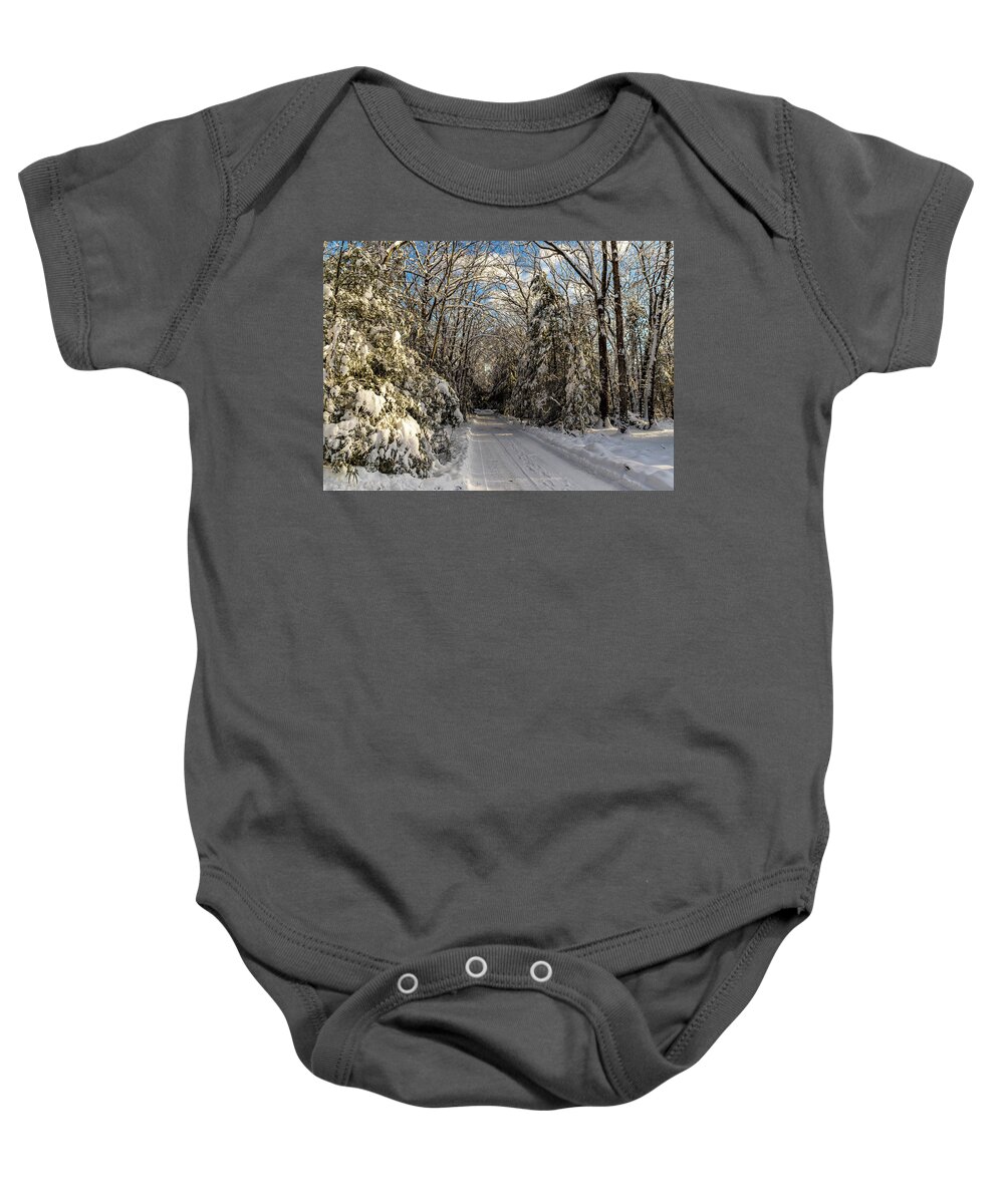 Landscape Baby Onesie featuring the photograph Landscape Photography - Winter Roads by Amelia Pearn