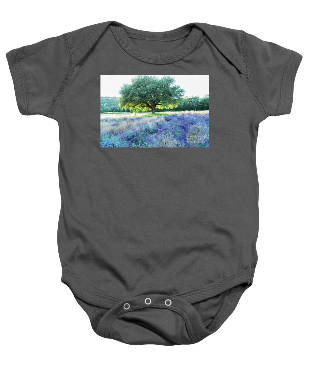 Lavender Baby Onesie featuring the photograph Lavender field and Sunshine by Anastasy Yarmolovich