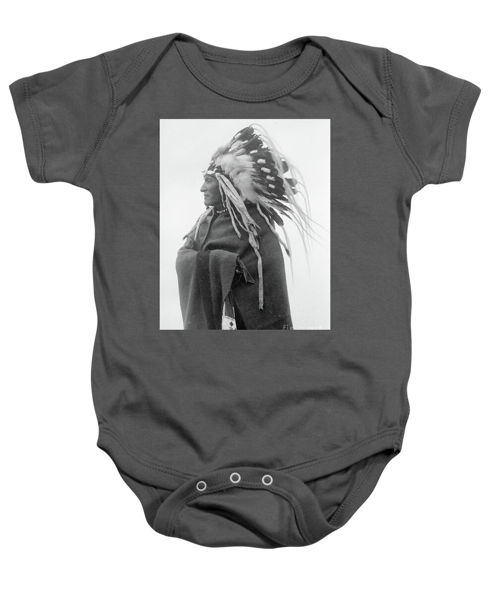 Lazy Boy Baby Onesie featuring the photograph Lazy Boy, Indian chief, 1914 by Harris and Ewing