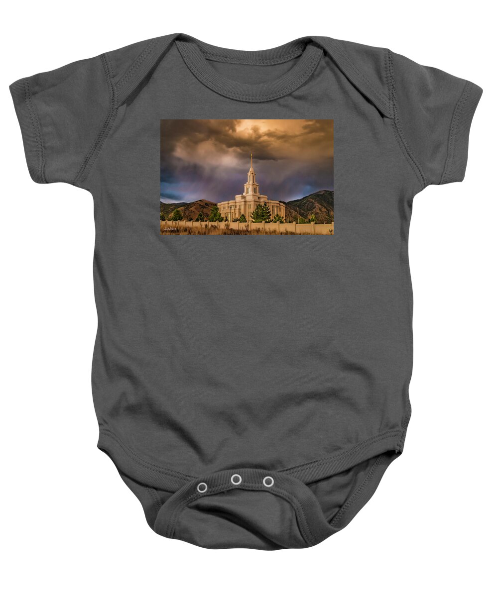 Payson Temple Baby Onesie featuring the photograph Leaning On Hope by David Simpson