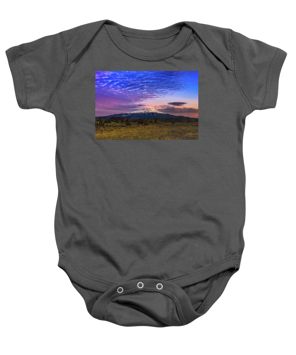 Lenticular Baby Onesie featuring the photograph Lenticulars Over Mount Shasta by Ryan Workman Photography