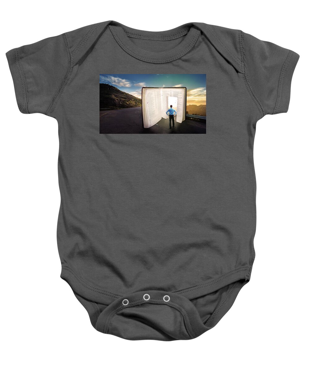  Baby Onesie featuring the digital art Life is in the Word by Jorge Figueiredo
