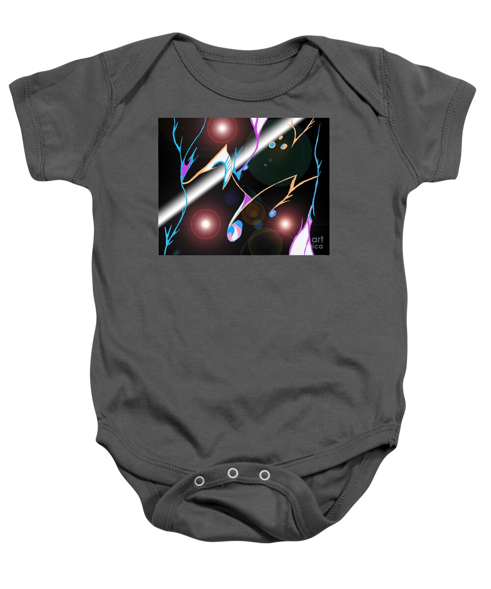 Abstract Baby Onesie featuring the digital art Lightning by Mary Mikawoz