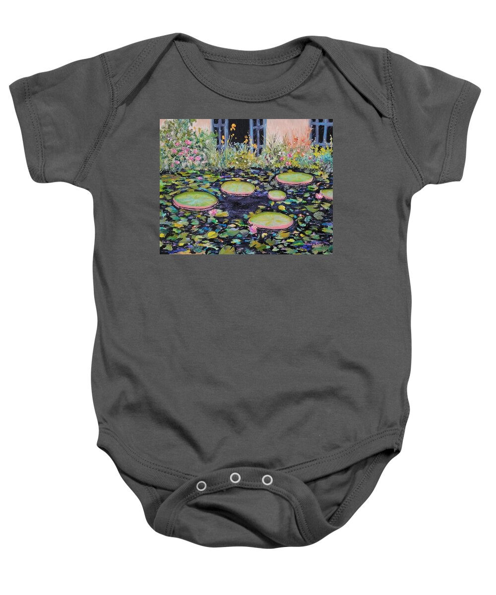 Lily Pads Baby Onesie featuring the painting Lily Pads by Judith Rhue