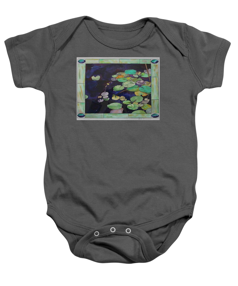 Lily Baby Onesie featuring the painting Lily Pond by Ruth Kamenev