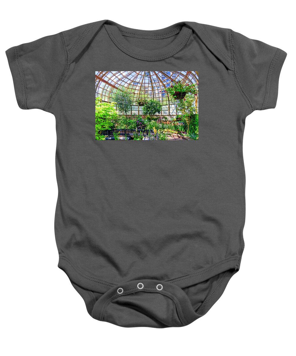 Architecture Baby Onesie featuring the photograph Lincoln Park Conservatory-001-C by David Allen Pierson