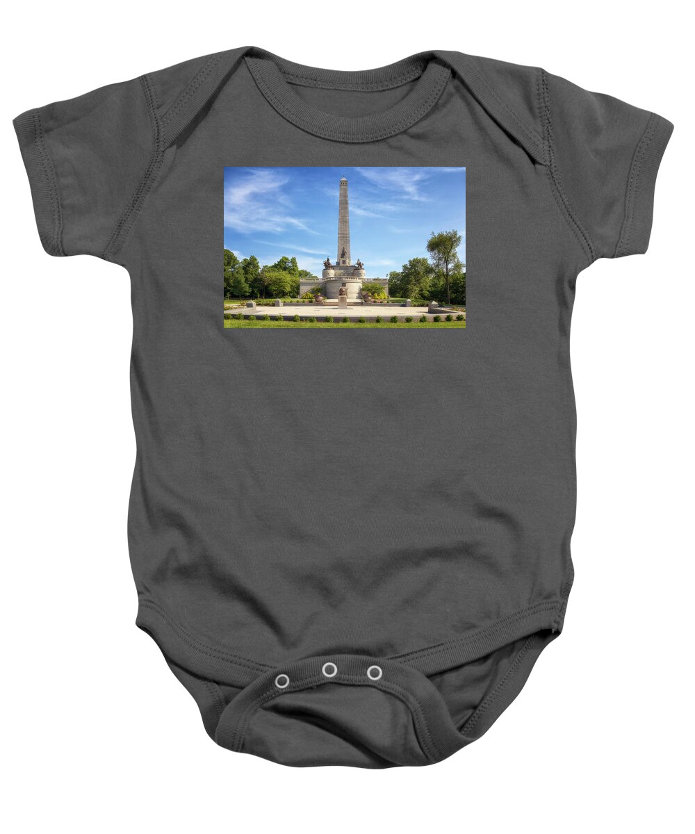 Lincolns Tomb Baby Onesie featuring the photograph Lincoln's Tomb - Springfield, Illinois by Susan Rissi Tregoning