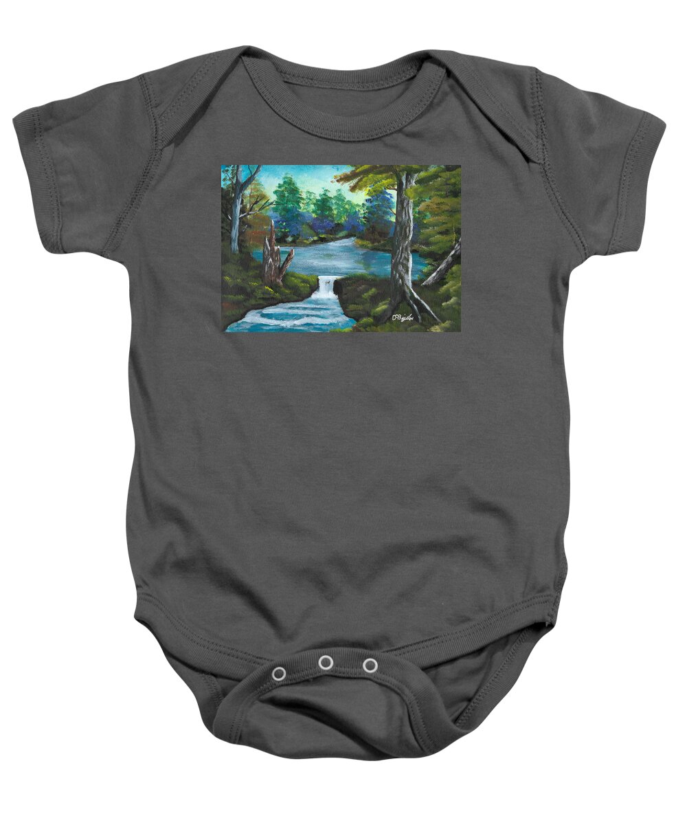 Tree Baby Onesie featuring the painting Little Falls by David Bigelow