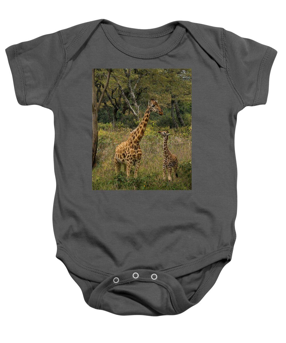Africa Baby Onesie featuring the photograph Looking Up to Mom by Laura Hedien