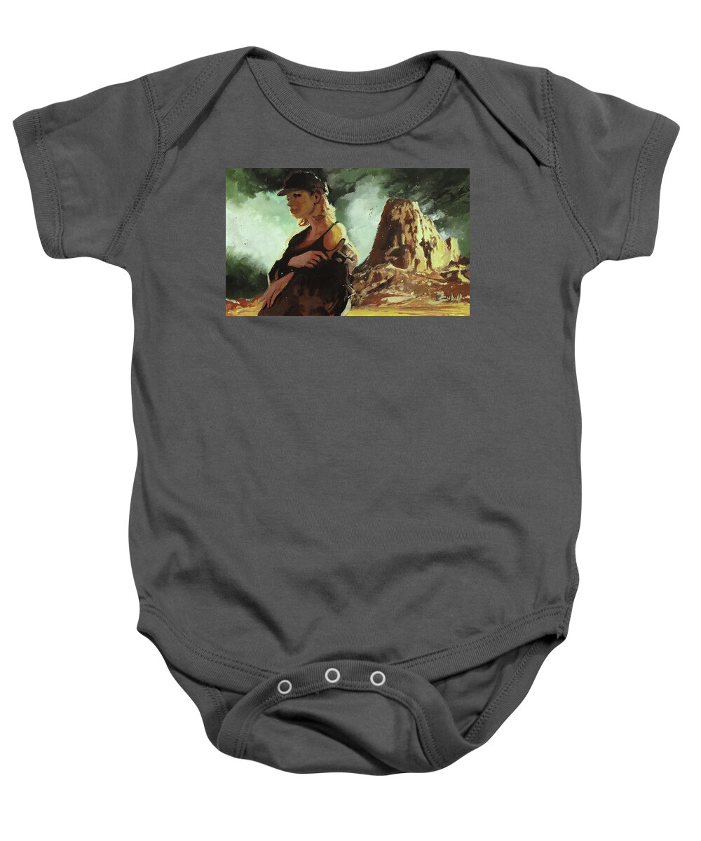 Gothic Baby Onesie featuring the painting Lost Girl by Sv Bell