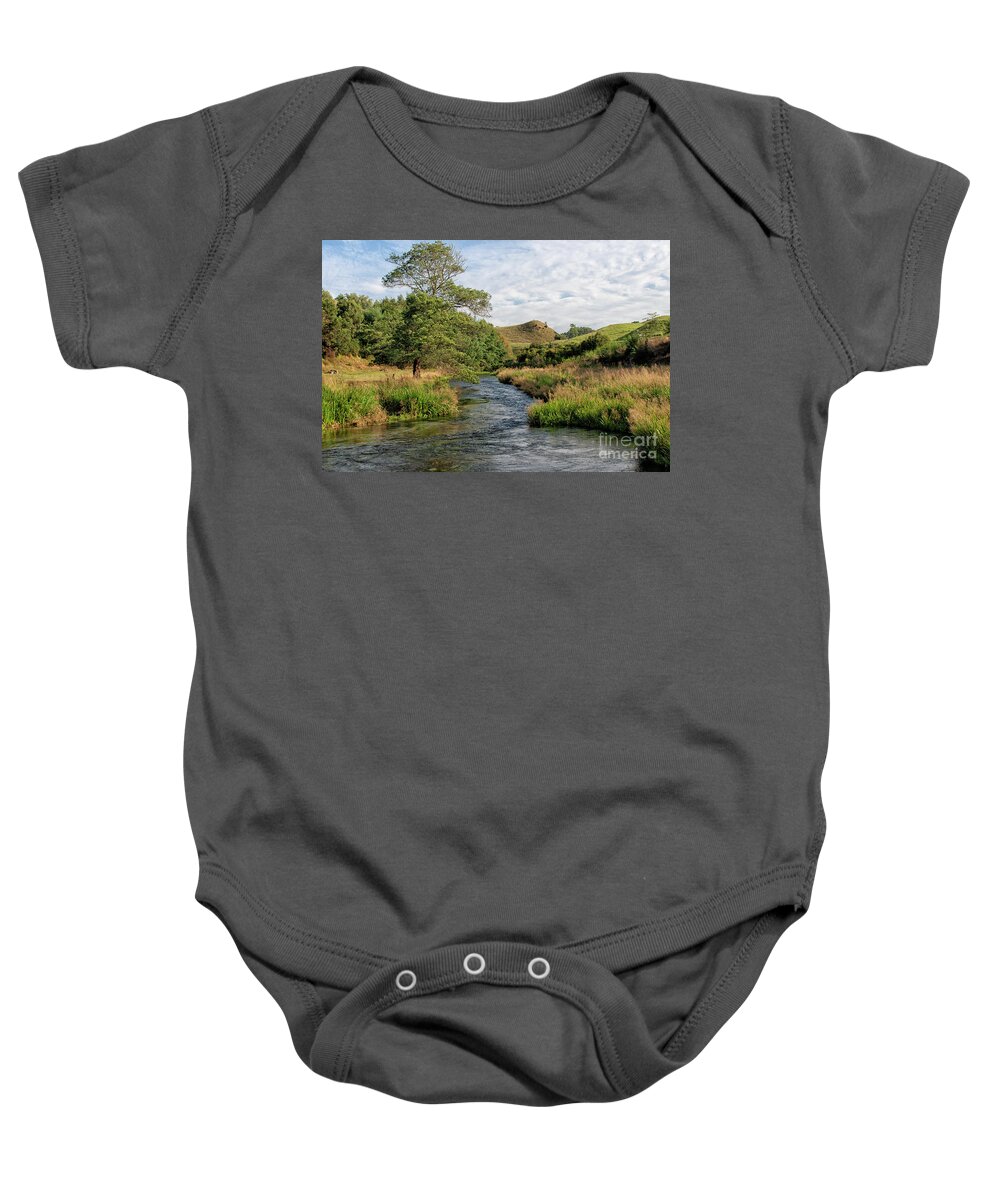 Bark Baby Onesie featuring the photograph Lovely landscape near Potaruru in New Zealand by Patricia Hofmeester