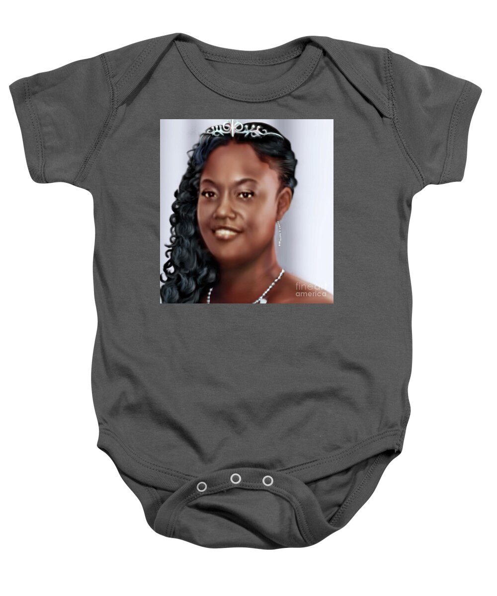 African American Bride Baby Onesie featuring the painting Lovely Trena Up Close and Personal by Reggie Duffie
