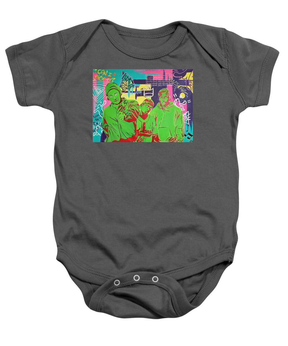 Hiphop Baby Onesie featuring the painting Lyrics to Go by Ladre Daniels