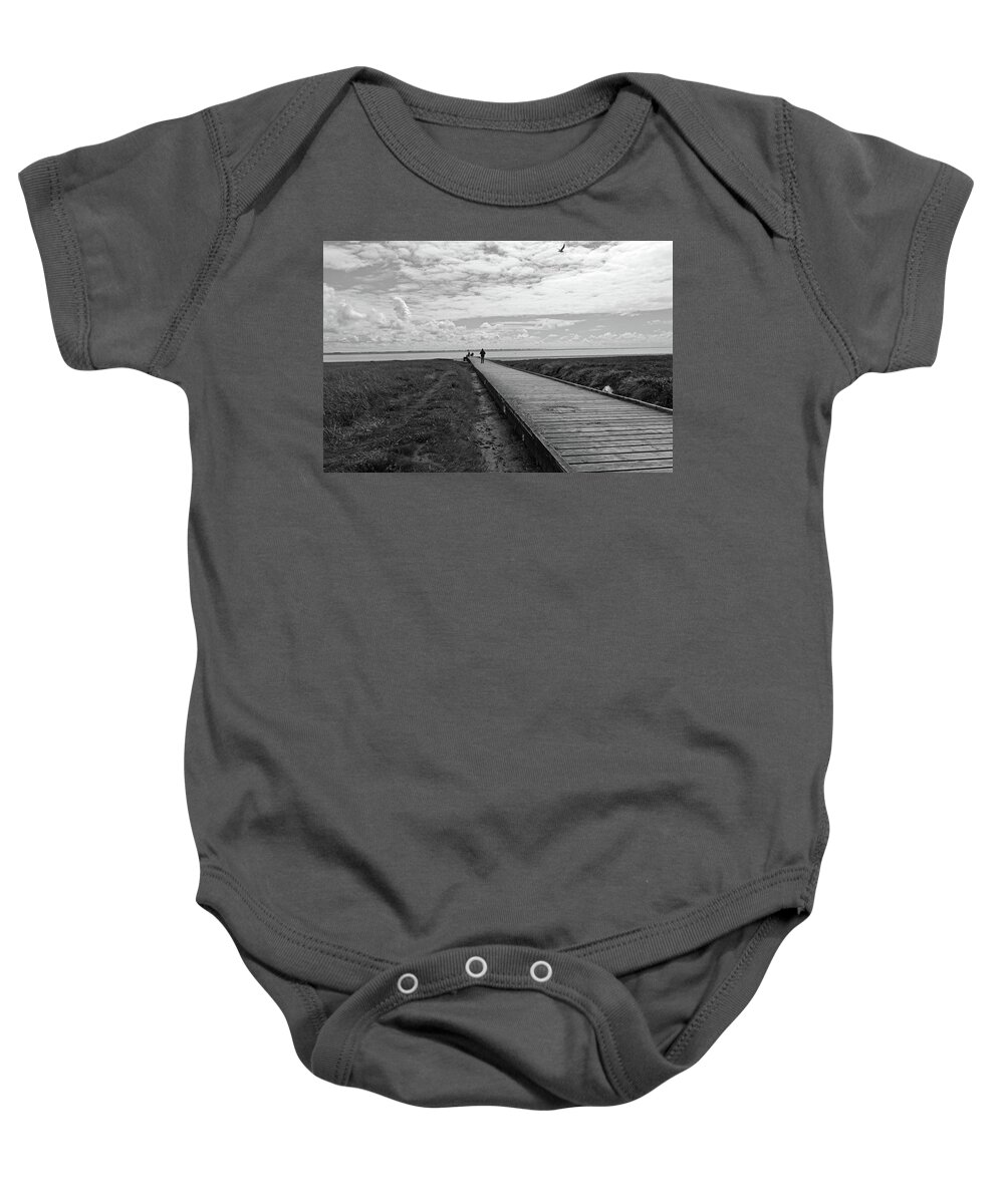 Lytham Baby Onesie featuring the photograph LYTHAM. The Boardwalk. by Lachlan Main