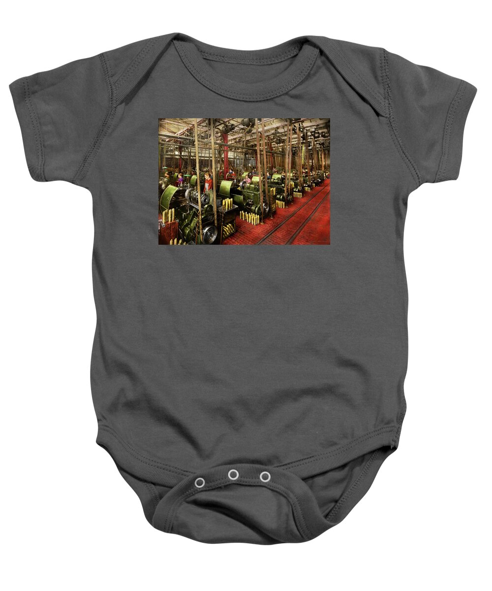 Machinist Baby Onesie featuring the photograph Machinist - War - Belts and Bombs 1916 by Mike Savad