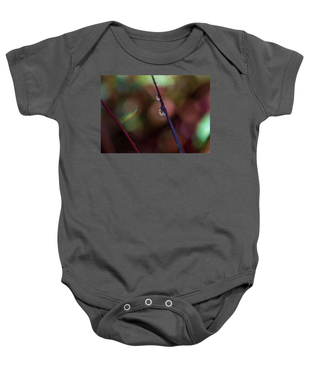 Fall Colors Baby Onesie featuring the photograph Macro Photography - Water Drops by Amelia Pearn