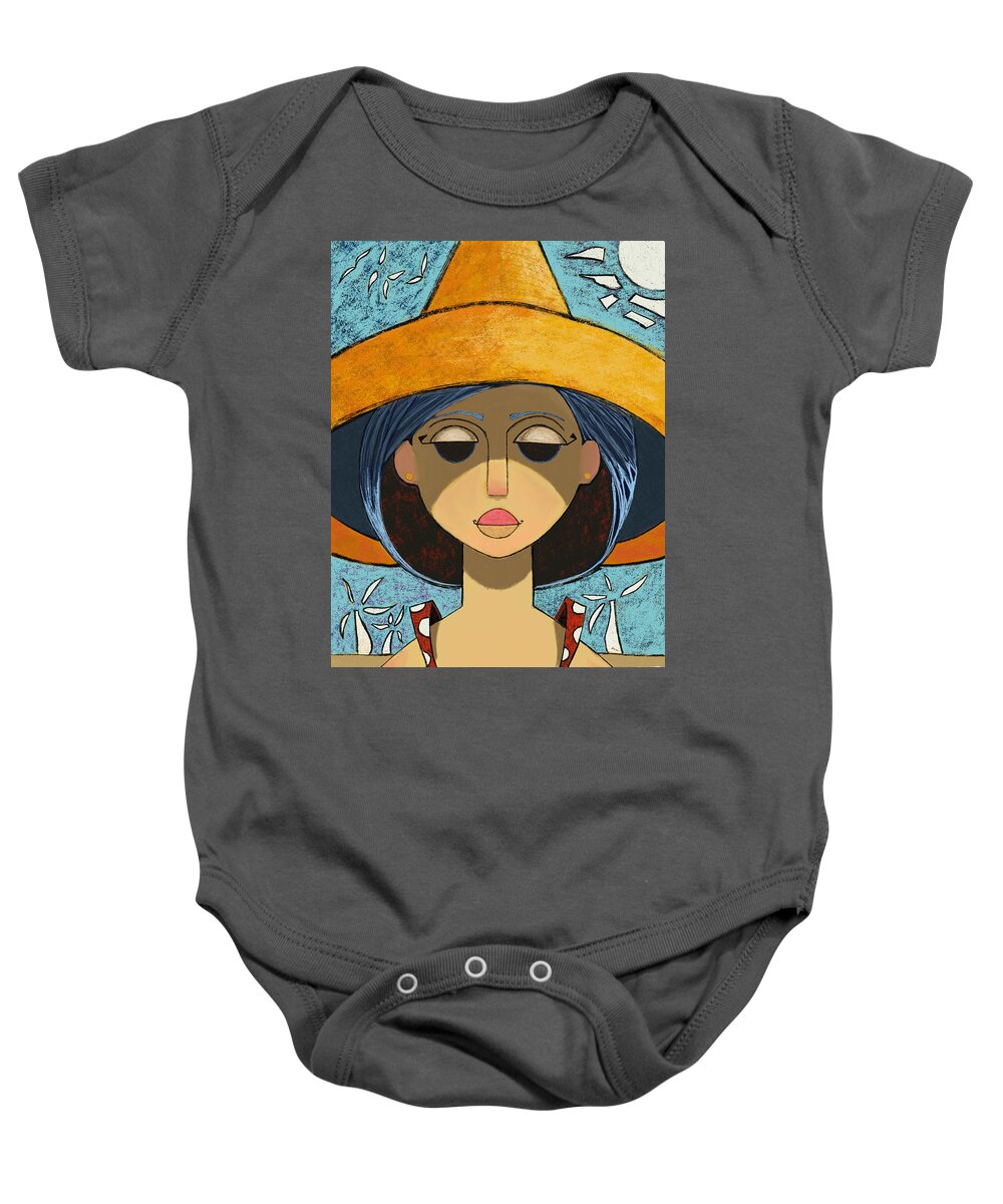 Sun Baby Onesie featuring the painting Marisol Humacao Puerto Rico 1970 by Oscar Ortiz