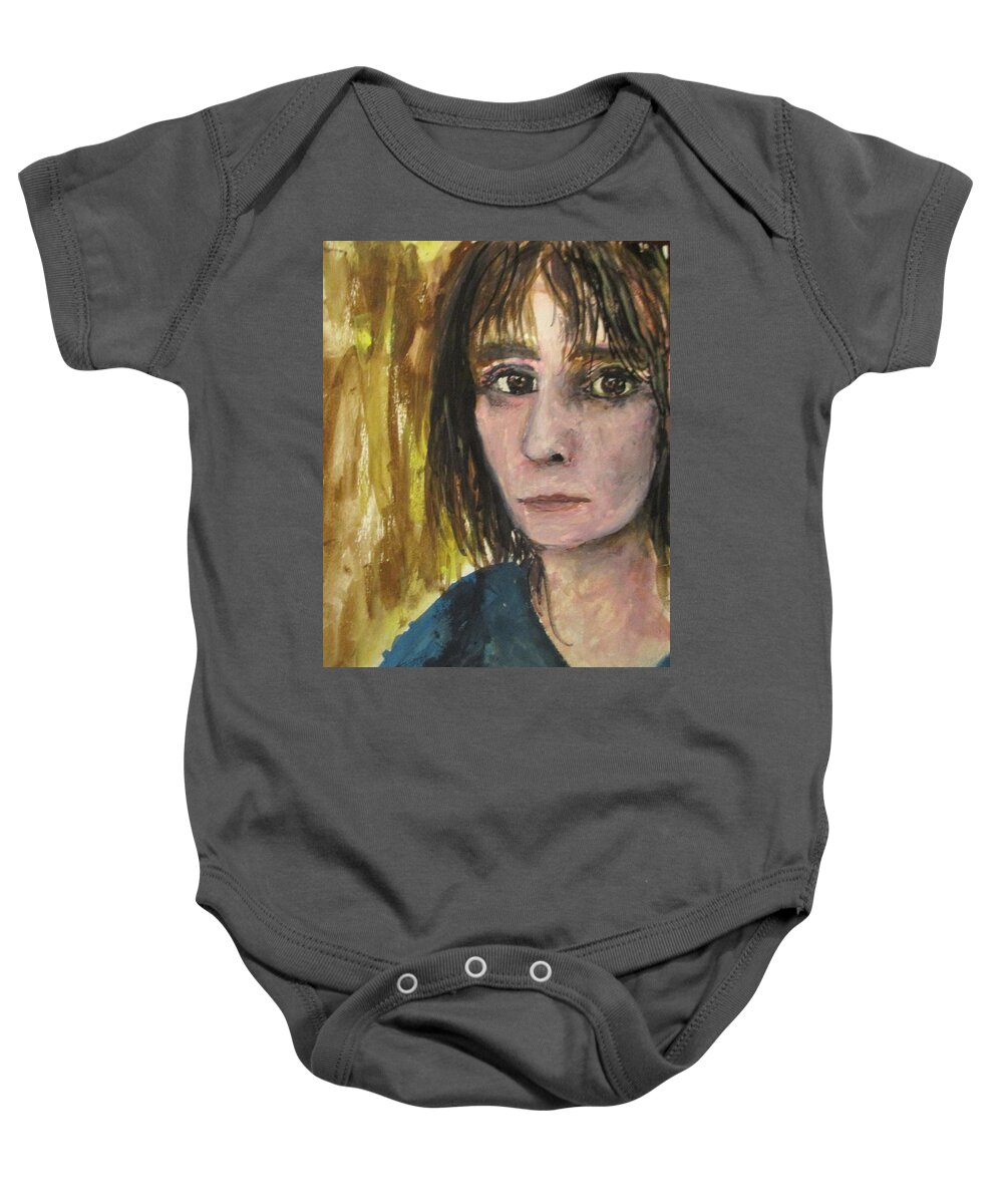 Portrait Baby Onesie featuring the painting Me 101 by Jen Shearer