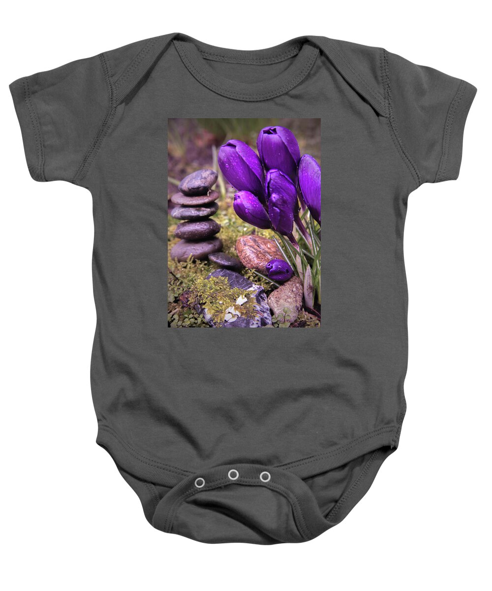 Tulips Baby Onesie featuring the photograph Meditating Tulips by Sally Bauer