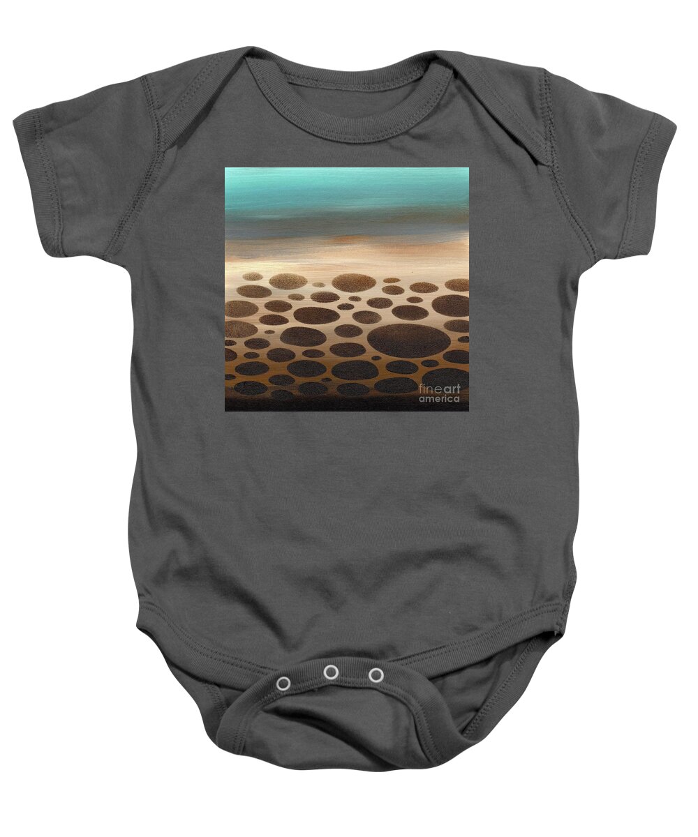 River Pebbles Baby Onesie featuring the painting Meditative River Bottom by Donna Mibus
