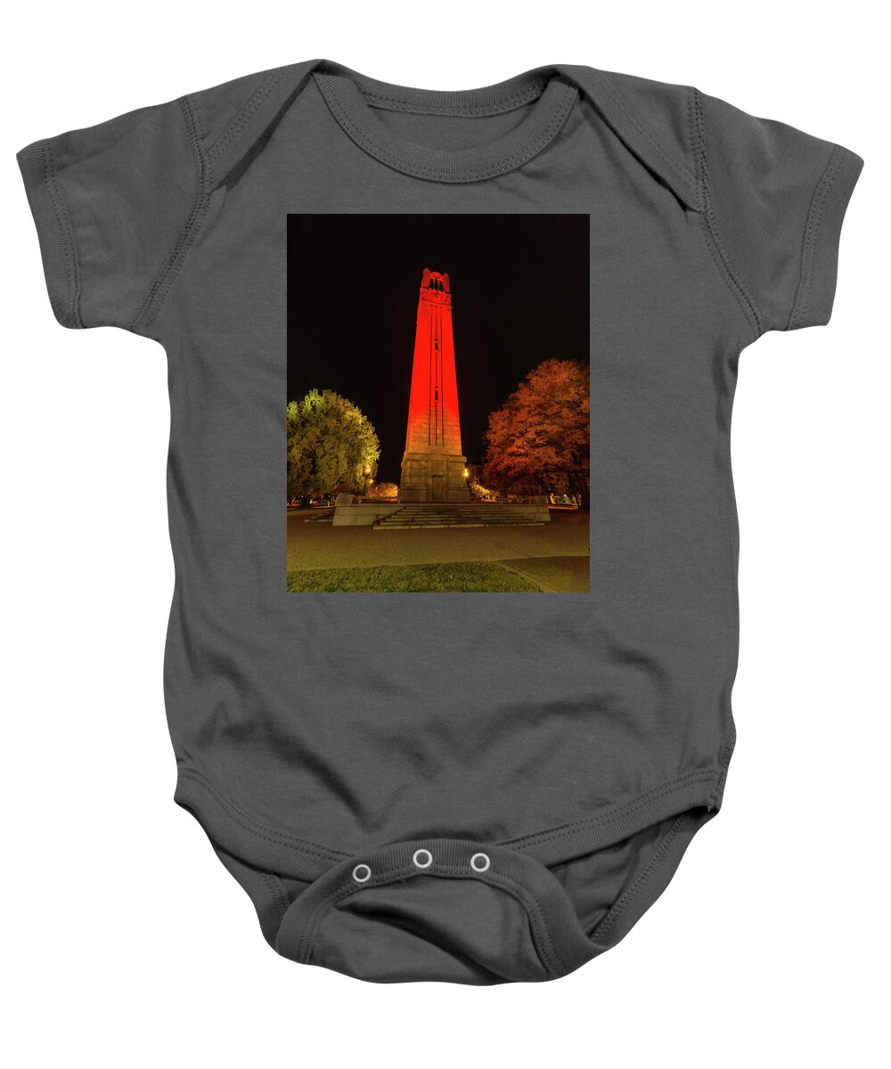 North Carolina State University Baby Onesie featuring the photograph Memorial Belltower at N. C. State by Donna Twiford