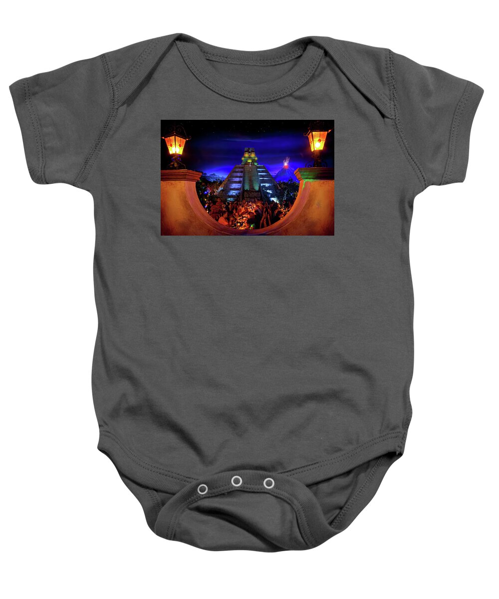 Wdw Baby Onesie featuring the photograph Mexico Pavilion at Epcot by Mark Andrew Thomas