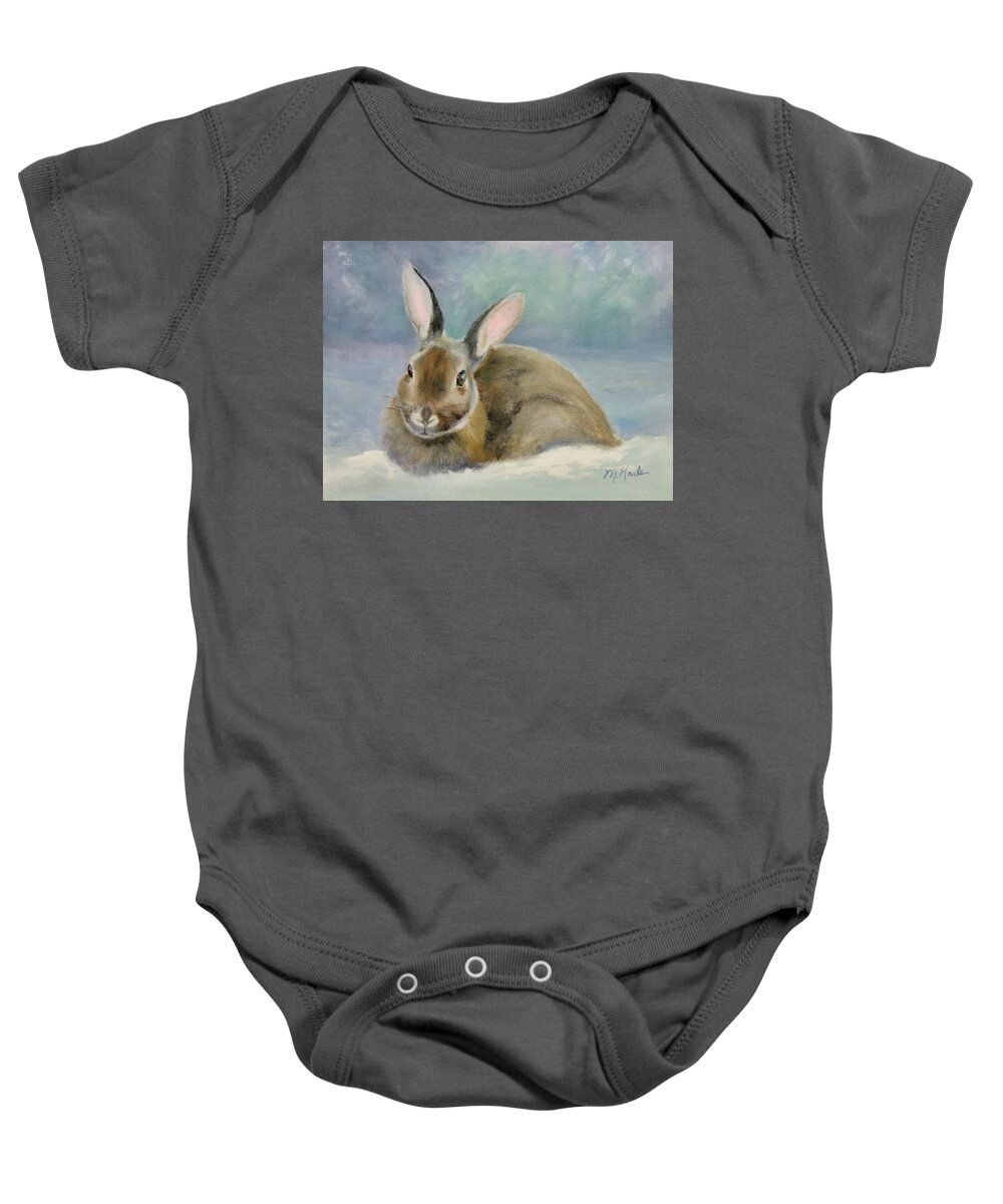 Bunny Baby Onesie featuring the painting Mid-Winter Bunny by Marsha Karle