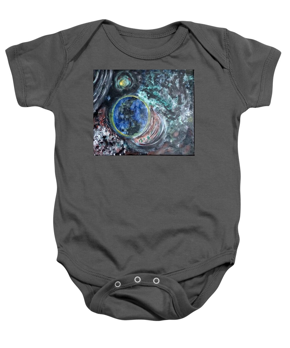 Milk Way Baby Onesie featuring the painting Milky Way Galaxy by Suzanne Berthier