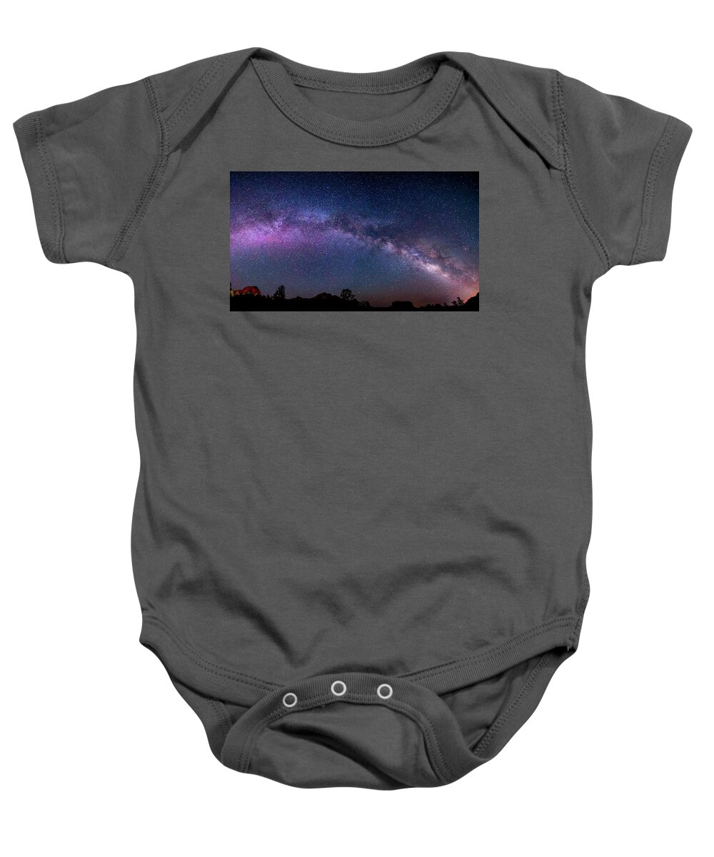 Milky Way Baby Onesie featuring the photograph Milky Way Panorama by Al Judge