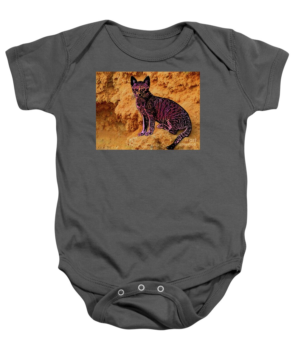 Digital Art Baby Onesie featuring the photograph Modified cat by Pics By Tony