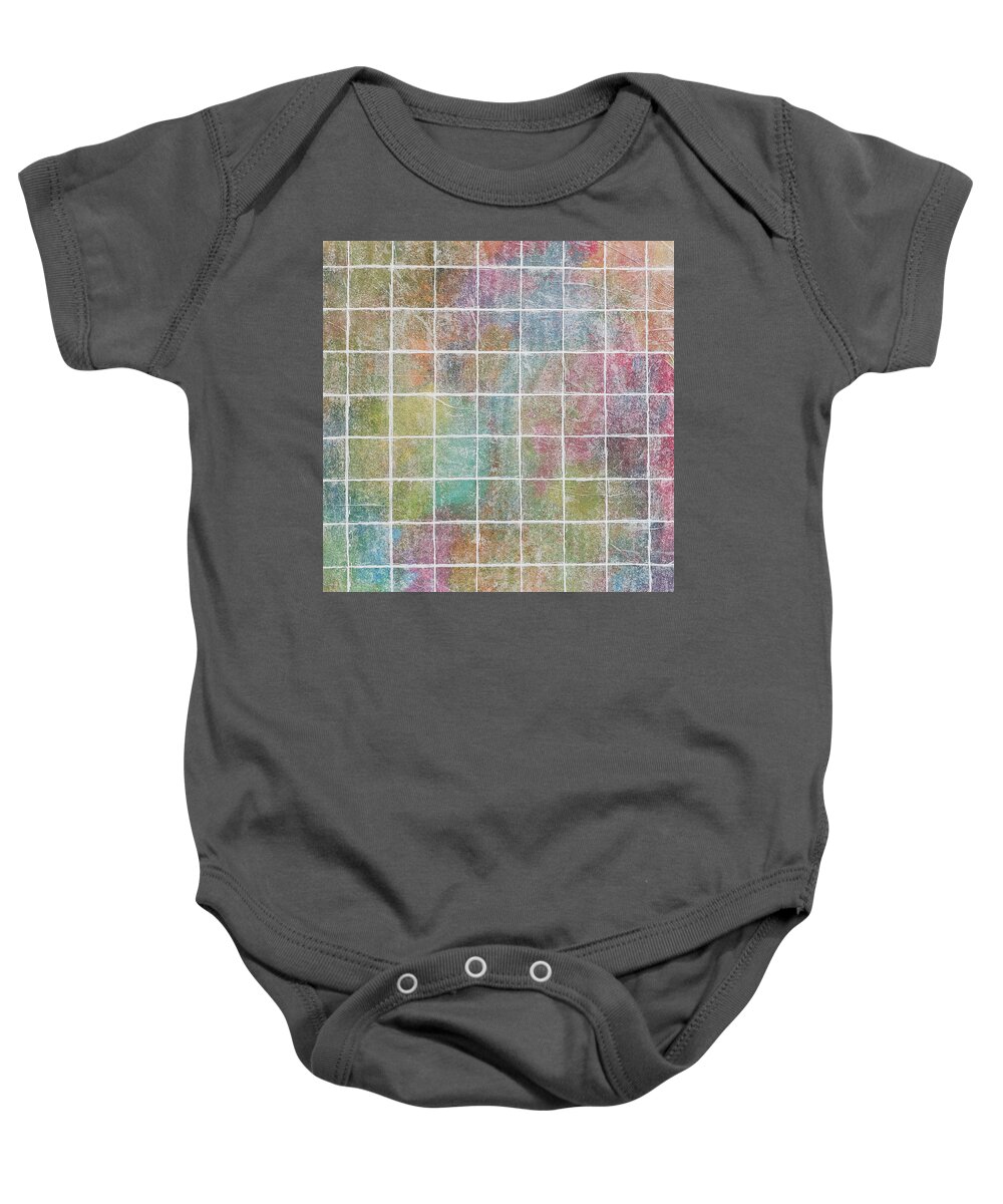 Monet's Garden Baby Onesie featuring the mixed media MONET'S GARDEN SQUARED Pastel Abstract by Lynnie Lang