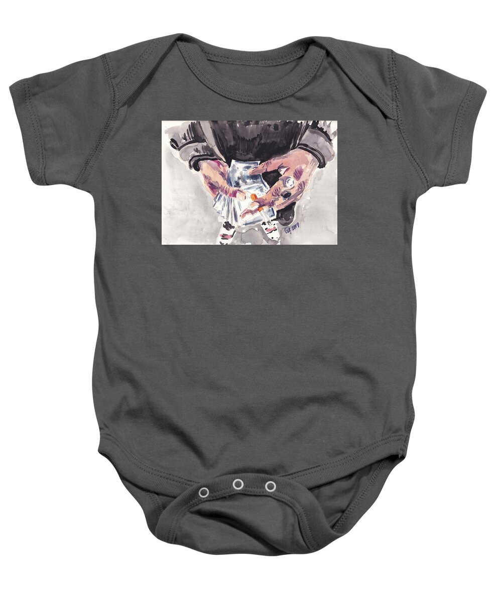 Money Baby Onesie featuring the painting Money by George Cret