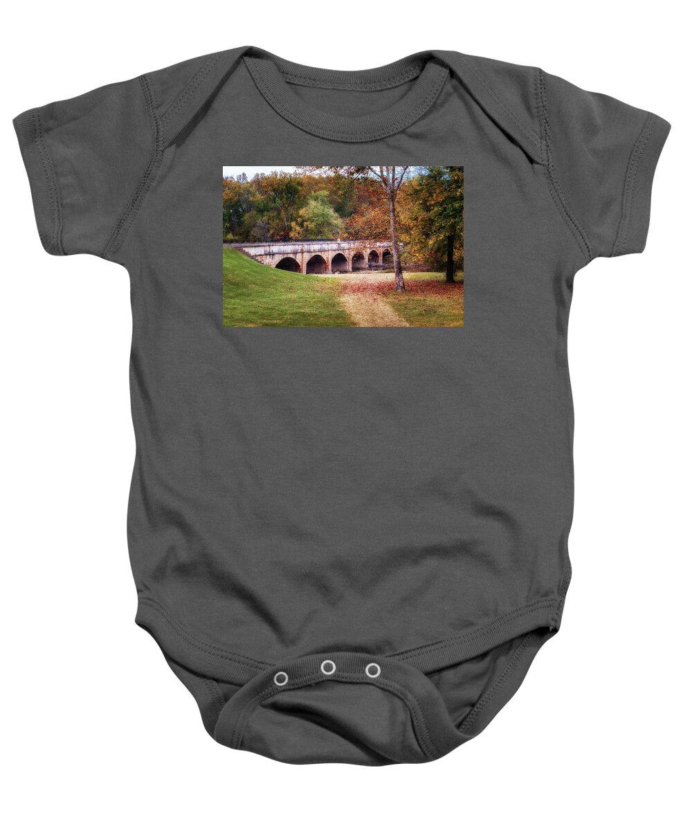 Monocacy Aqueduct Baby Onesie featuring the photograph Monocacy Aqueduct by Susan Rissi Tregoning