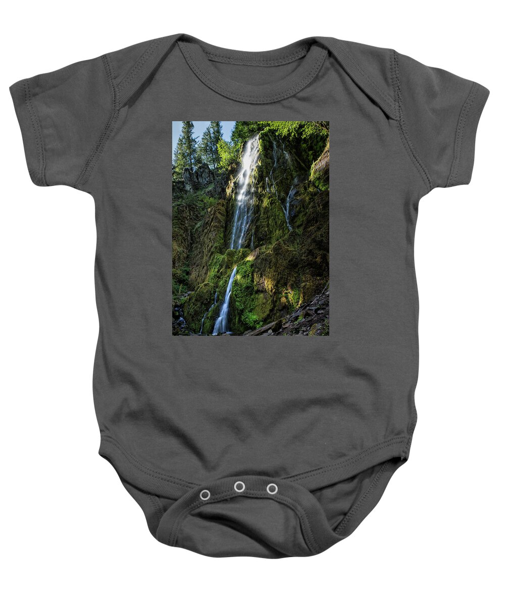 Moon Falls Baby Onesie featuring the photograph Moon Falls by Belinda Greb