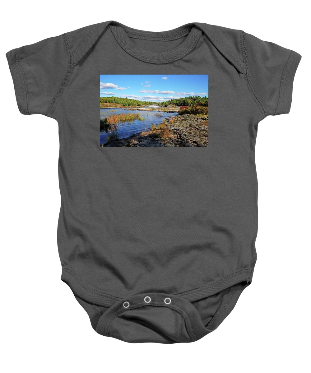 Waterfalls Baby Onesie featuring the photograph Moon River At The Falls IV by Debbie Oppermann