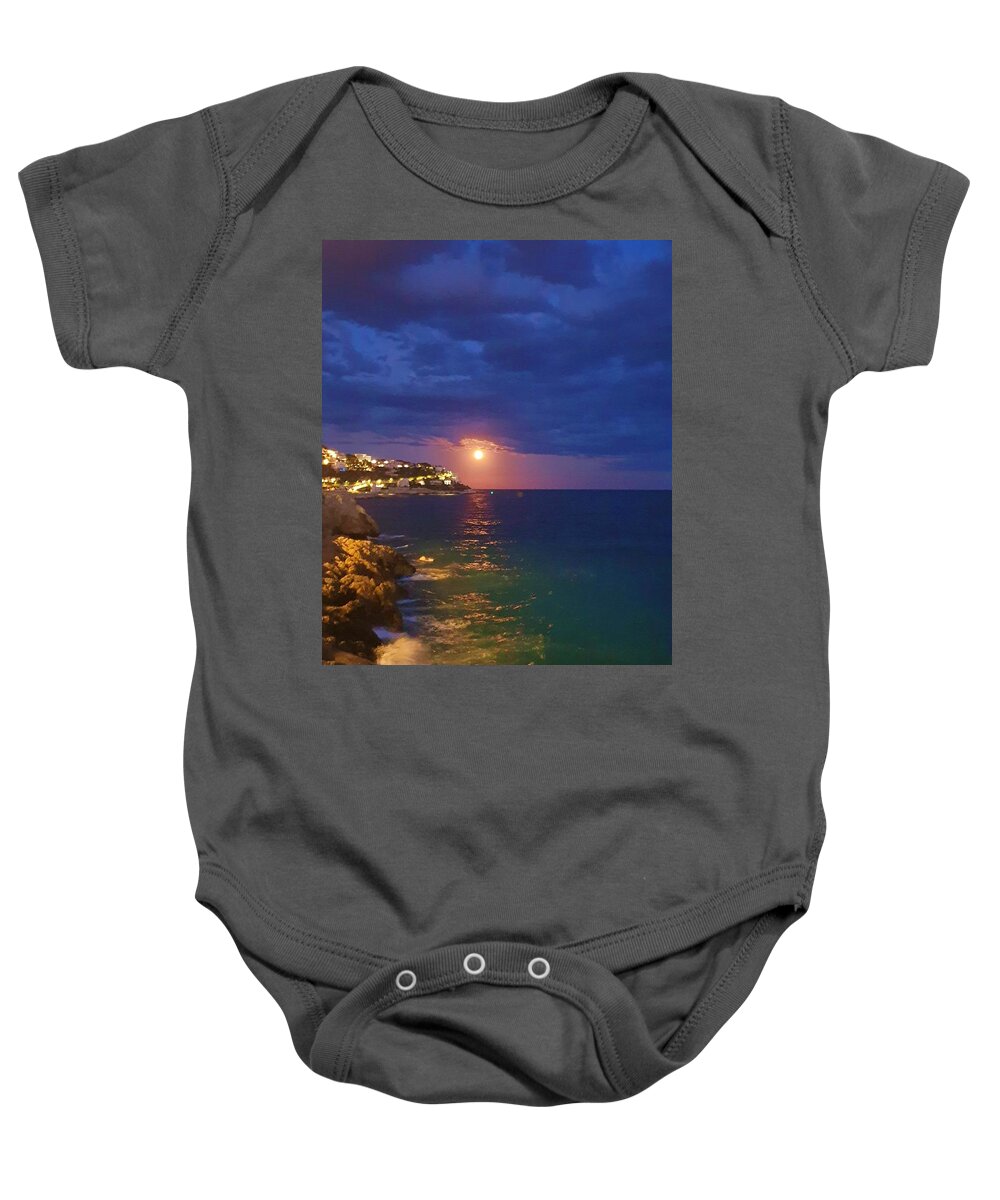 Moonrise Baby Onesie featuring the photograph Moondance by Andrea Whitaker