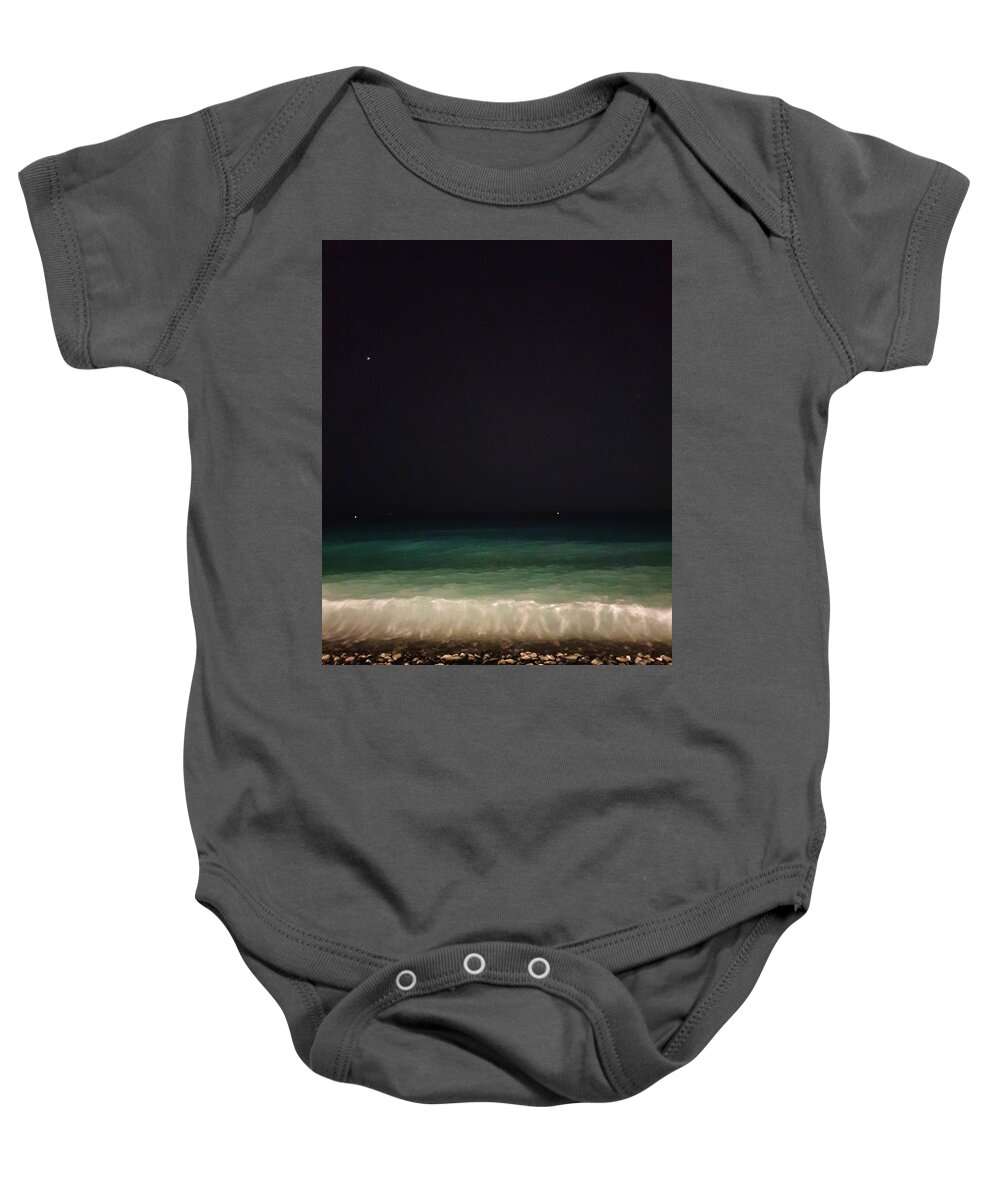 Sea Baby Onesie featuring the photograph Moonless Night by Andrea Whitaker