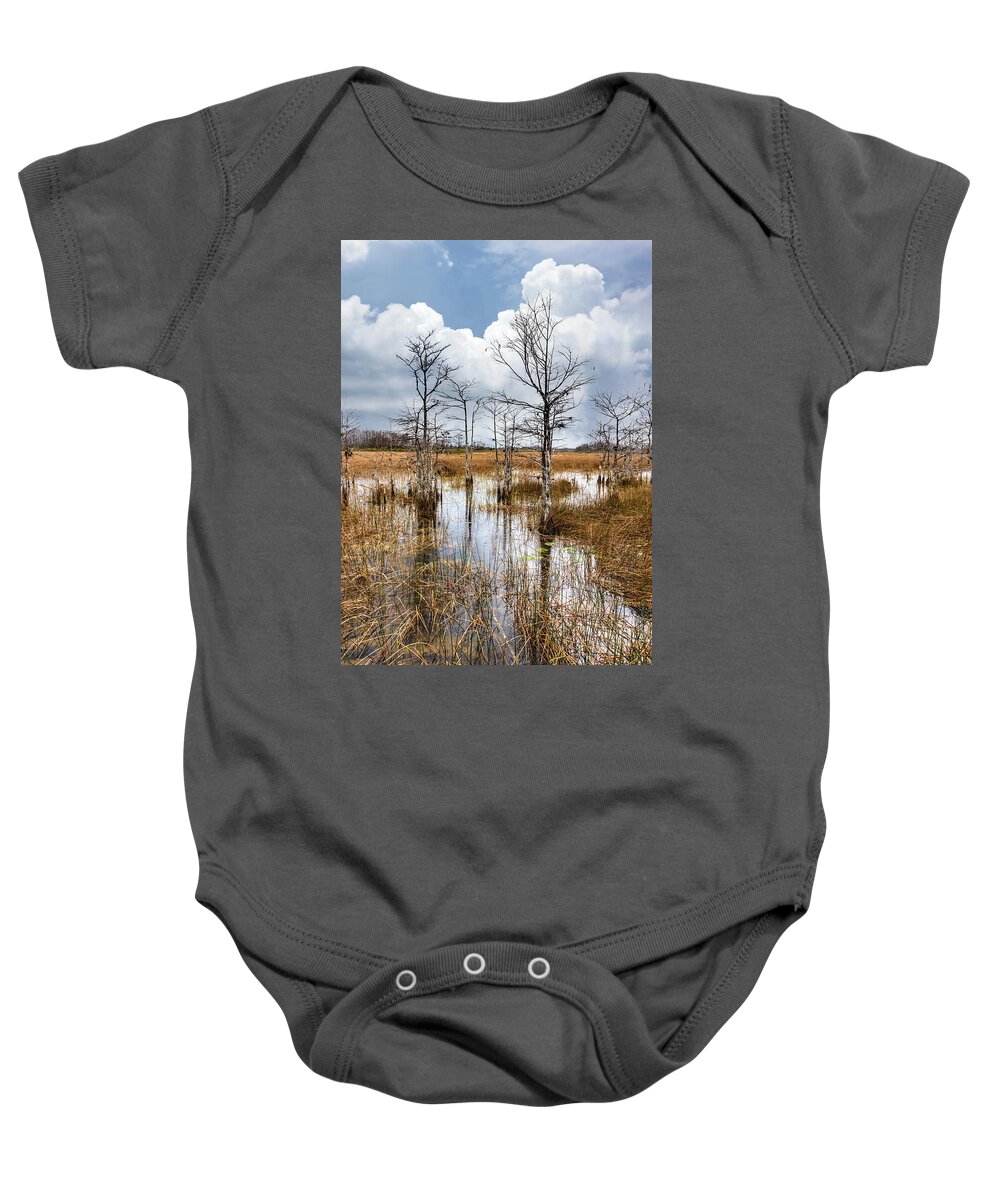 Clouds Baby Onesie featuring the photograph Morning Everglades by Debra and Dave Vanderlaan