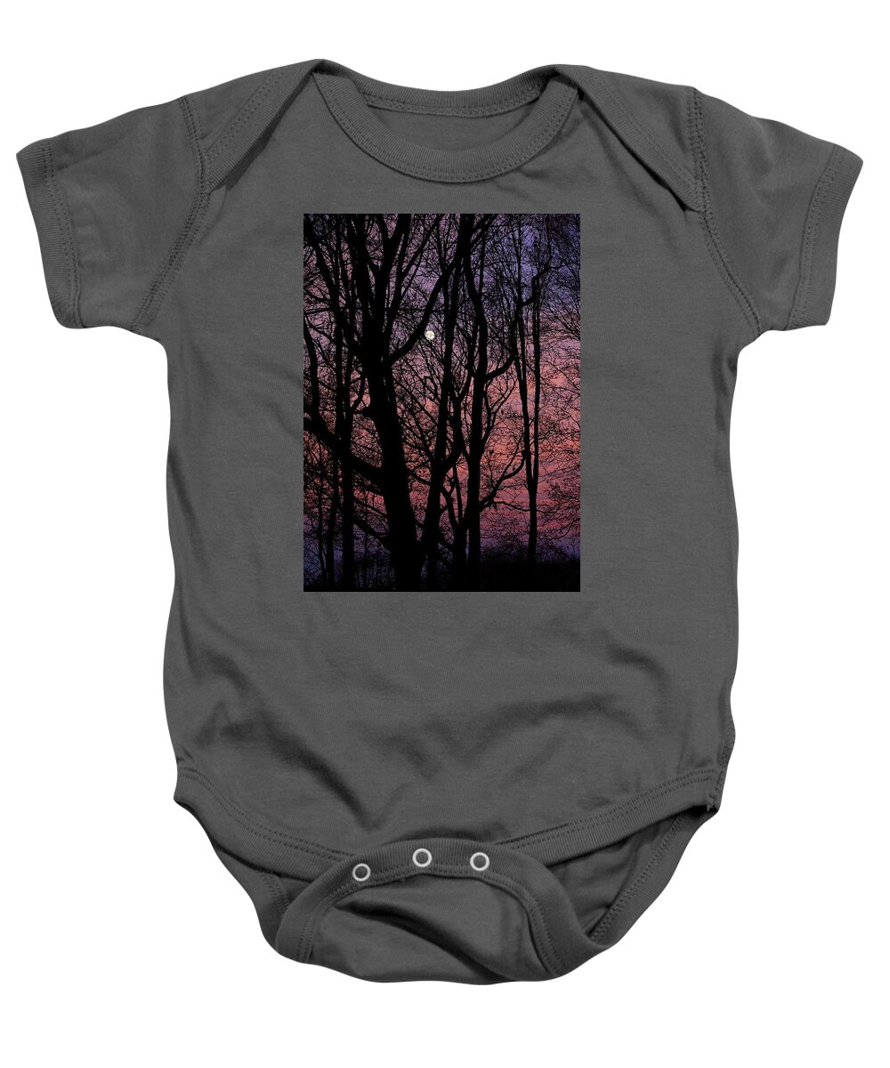 Moon Baby Onesie featuring the photograph Morning Moon by Mary Walchuck