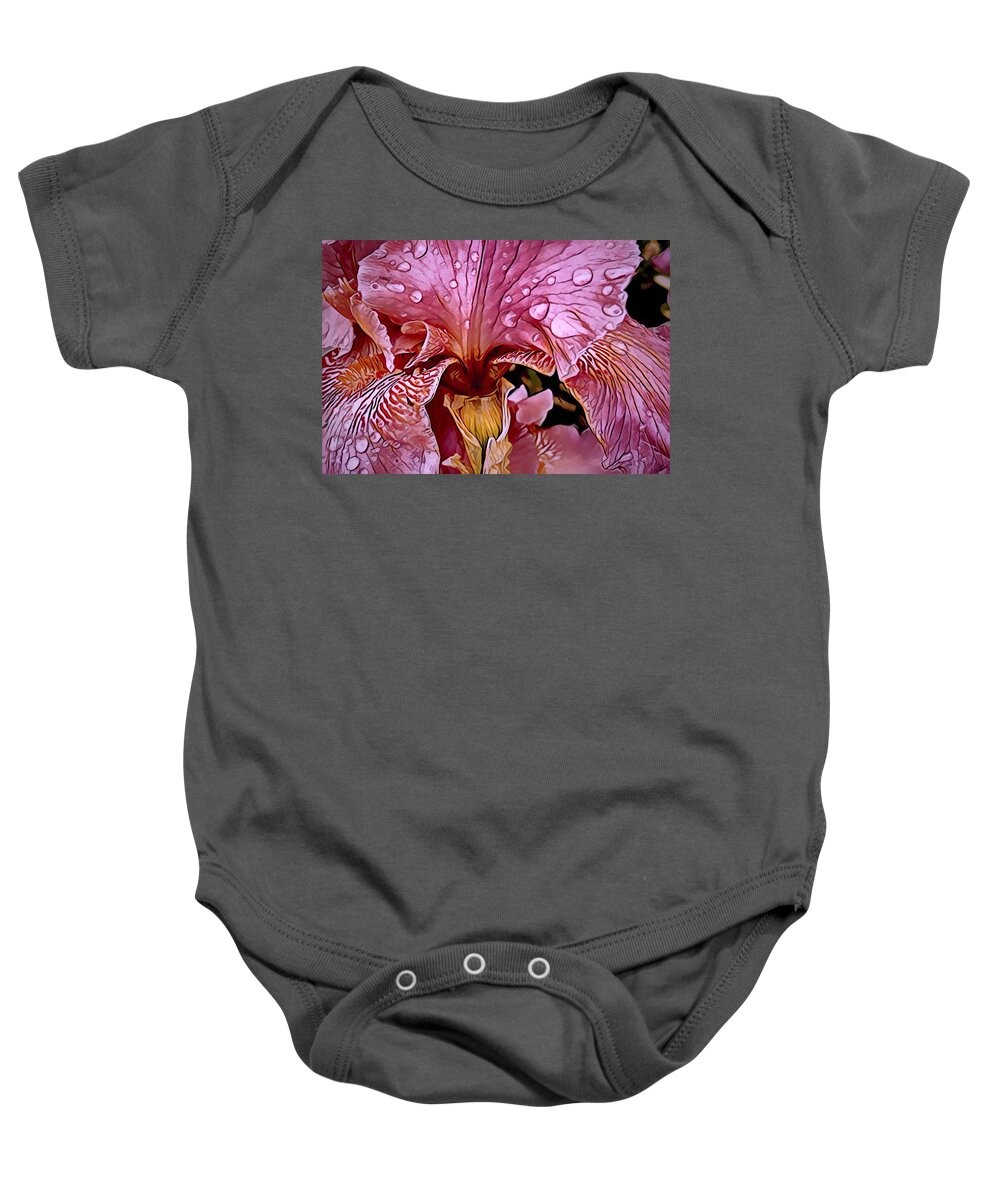Flora Baby Onesie featuring the photograph Morning Rain in the Garden by Bruce Bley