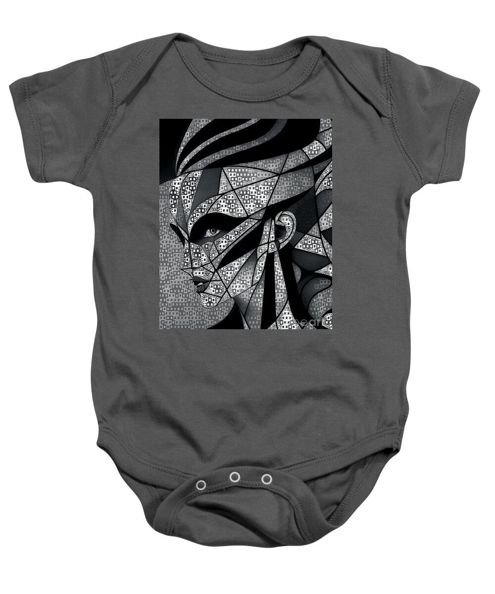 Abstract Baby Onesie featuring the digital art Mosaic Style Abstract Portrait - 01466 by Philip Preston
