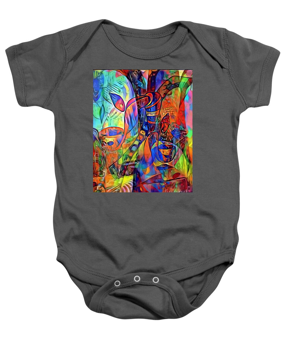  Baby Onesie featuring the mixed media Motherly by Fania Simon