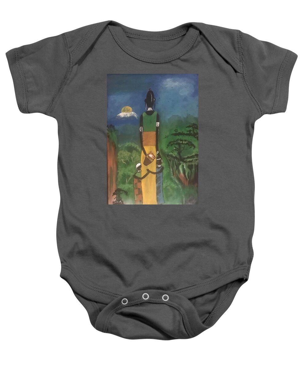  Baby Onesie featuring the painting Mothers Night Life by Charles Young